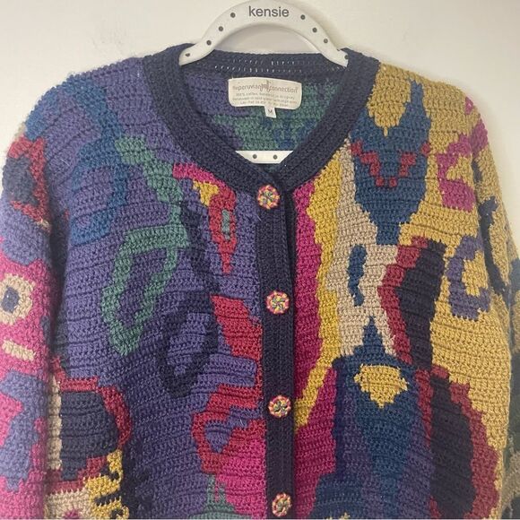 Peruvian Connection vintage cardigan button sweater RARE - Picture 2 of 9